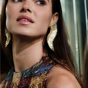 ✨ Mignonne Gavigan Madeline Wing Earrings – Gold Beaded Statement Earrings ✨